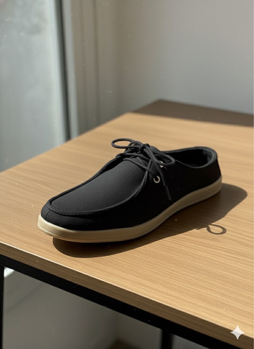 Aetos Men's Breathable Linen Slip-On Loafers | Black Casual Shoes