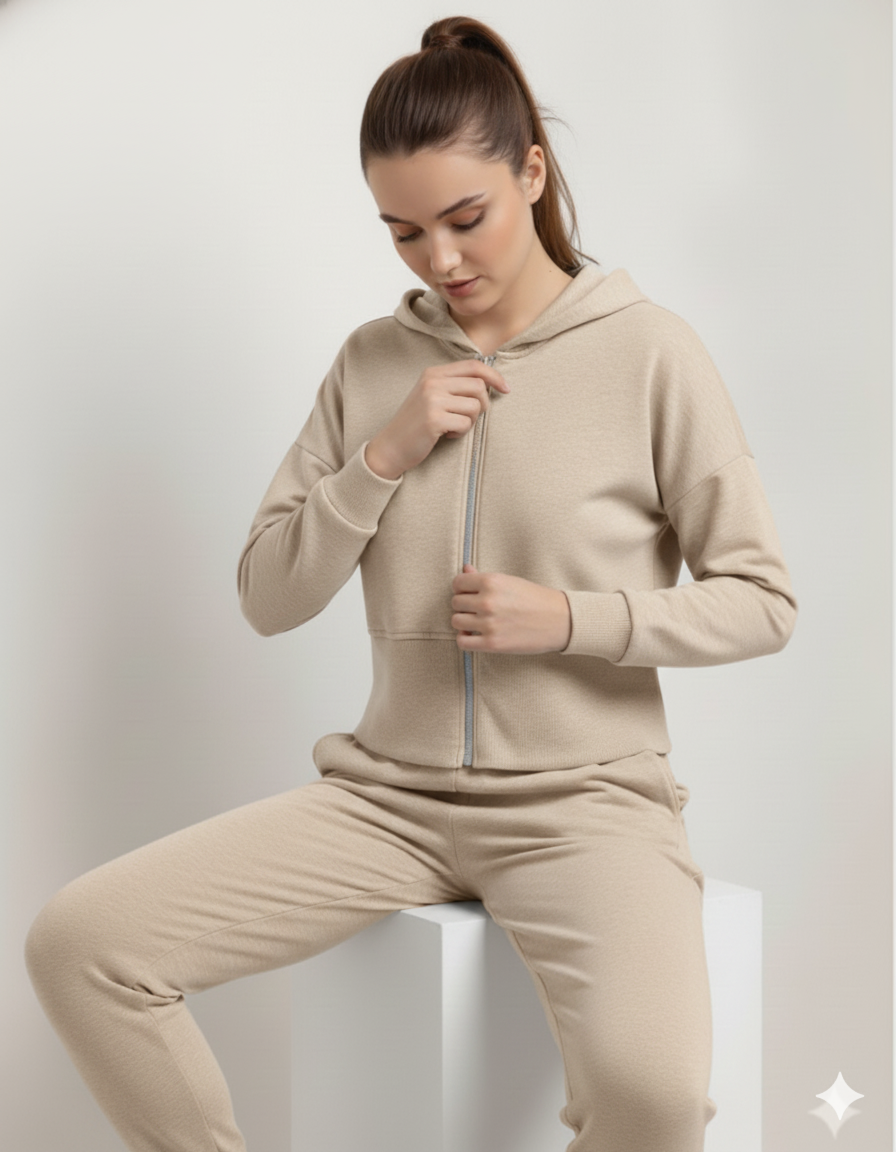 Women's Beige Lounge Lift Co-Ord Set