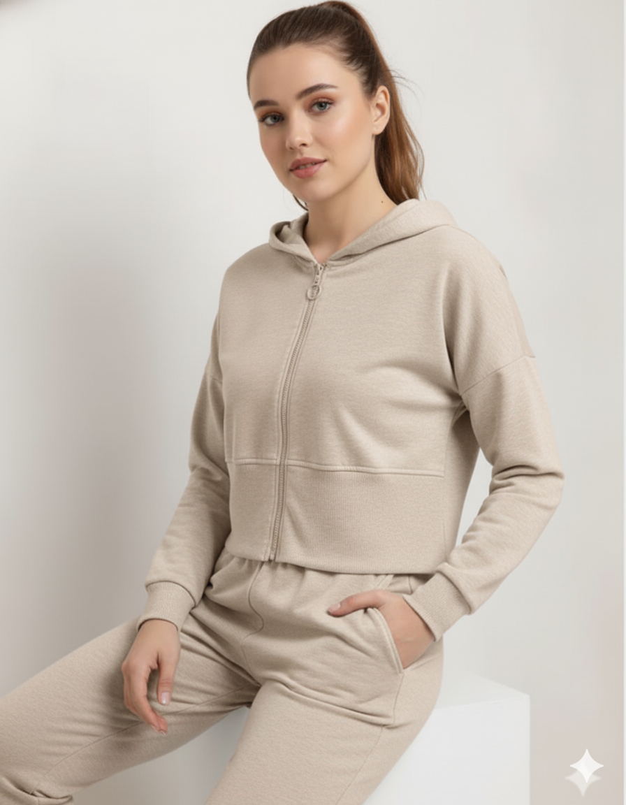 Women's Beige Lounge Lift Co-Ord Set