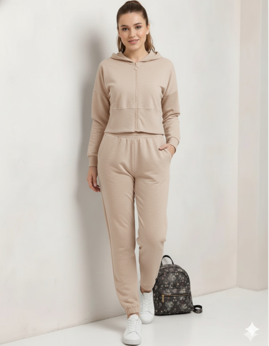 Women's Beige Lounge Lift Co-Ord Set