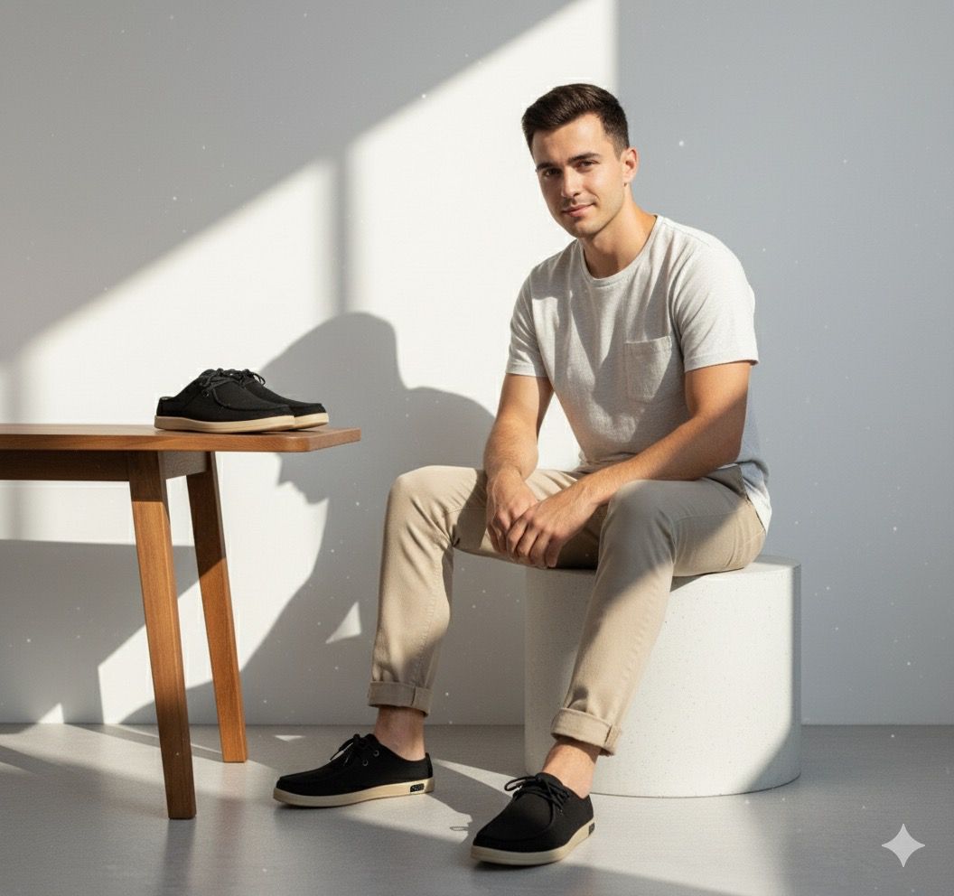 Aetos Men’s Black Linen Fisherman Slip-On Shoes